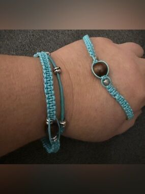 Handcrafted Turquoise Macrame Bracelet Set